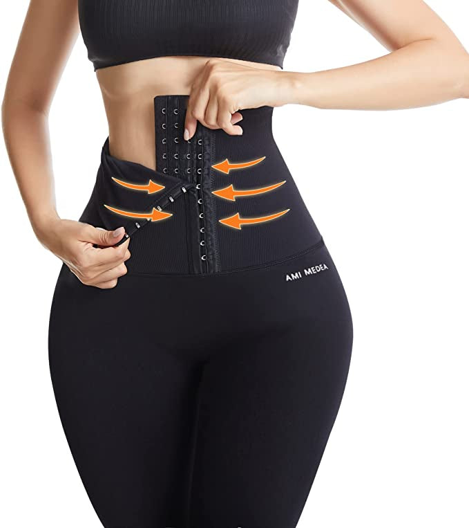 Womens Corset Leggings with Adjustable Body Shaping Waist Trainer